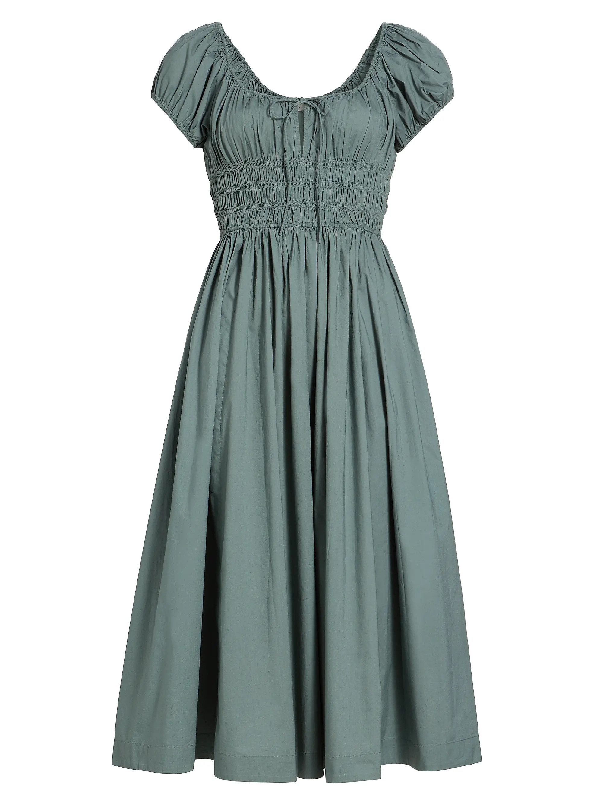 Quinn Smocked Cotton Scoopneck Midi-Dress | Saks Fifth Avenue