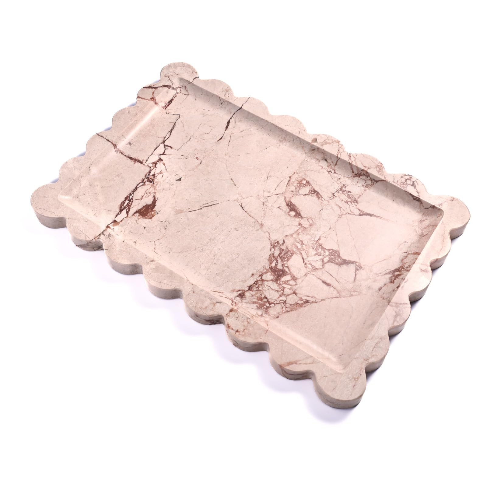 Yew & Tulip Natural Marble Vanity Tray with Scalloped Rim, Nature Rose Pink Luxury Stone Serving ... | Amazon (US)