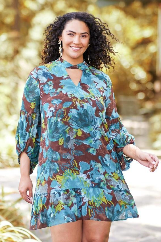 Plus Size Teal Floral Dress | Cato Fashions