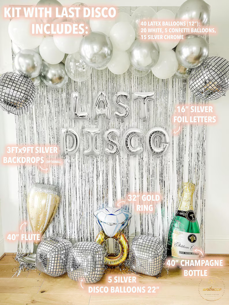 Mini Last Disco Garland - Silver & Matte White Balloons Arch Kit Bride Bachelorette Party Decorat... | Etsy (US)