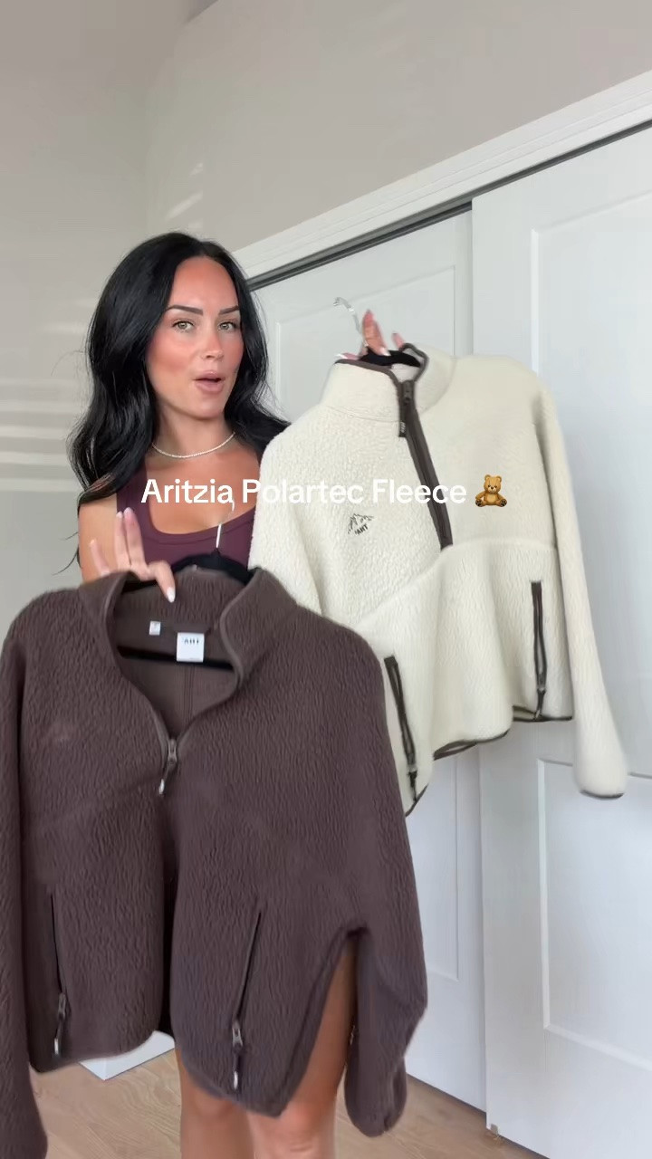 These PolarTech fleeces are so cute!! ☁️🧸🍂 When it comes to sizing, it really just depends on how oversized you like your fit. If you want a slightly oversized look, I’d size up one. If you want it extra cozy with lots of coverage and a really relaxed fit, size up two sizes. Honestly, I think both the small and medium are super cute. I love having one that's a little more fitted and one that's nice and oversized.

I’ll have all the details on my LTK. ✨
My sizing: 5'7", 145 lbs, 32DD.

@Aritzia

#LTKootd #LTKgrwm #LTKU
