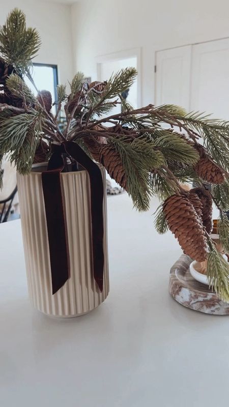 Vase on sale!! Linked similar greenery velvet ribbon color coffee 1 in home decor holiday decorations Christmas decorations 

#LTKhome #LTKHoliday #LTKsalealert