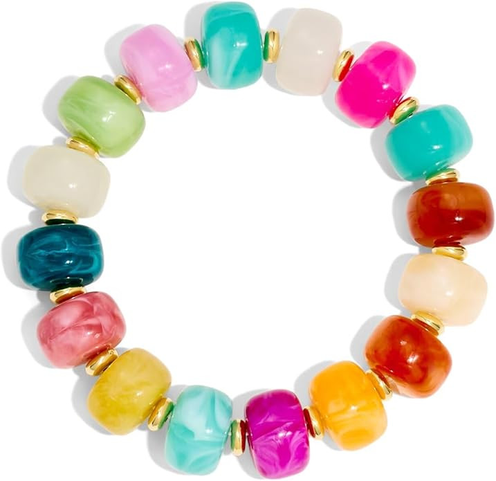 Bead Bracelet for Women Vibrant Color Resin Beads Bracelets Elastic Stretch Chunky Bracelet Boho ... | Amazon (US)