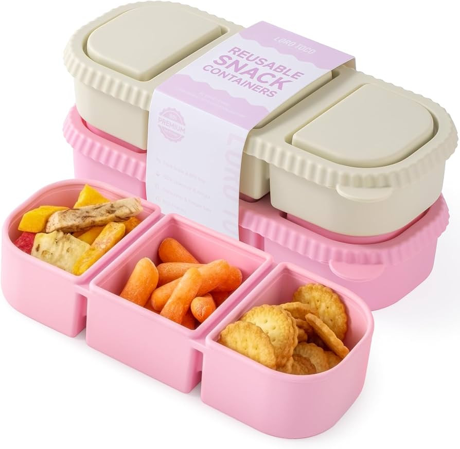 2Pack Silicone Reusable Snack Containers with Lids | Small 3-Compartment Snackle Box |Perfect for... | Amazon (US)