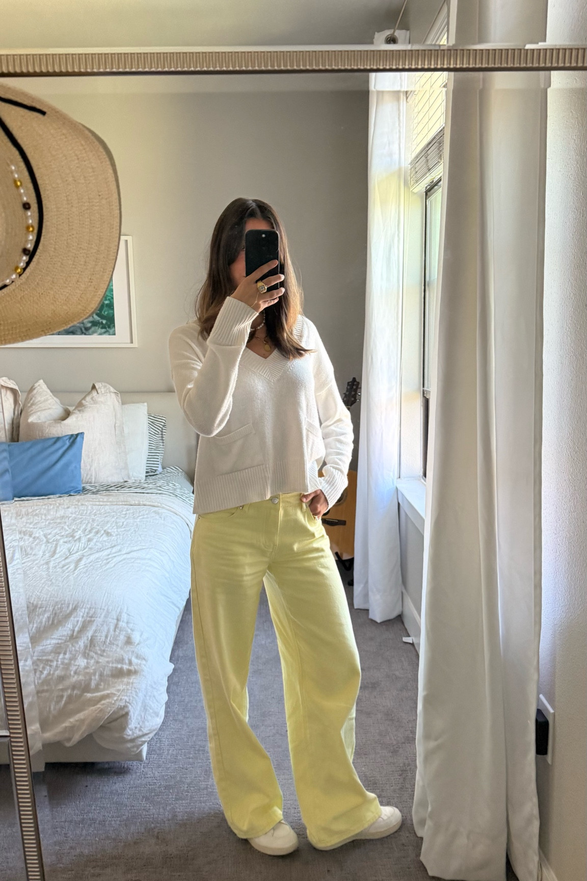 yellow low rise jeans !!! 

#LTKFindsUnder100