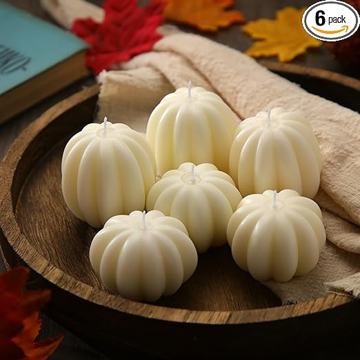 Mtlee 6 Pieces Thanksgiving Pumpkin Shaped Soy Candles Scented Candles Fall Pumpkin Tealight Cand... | Amazon (US)
