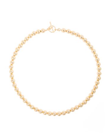 Made In Italy 18kt Gold Plated Beads T Bar Necklace | TJ Maxx
