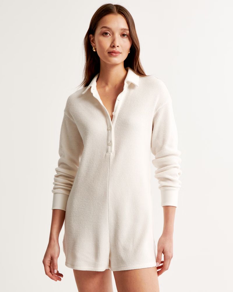 Long-Sleeve Henley Romper | Abercrombie & Fitch (US)