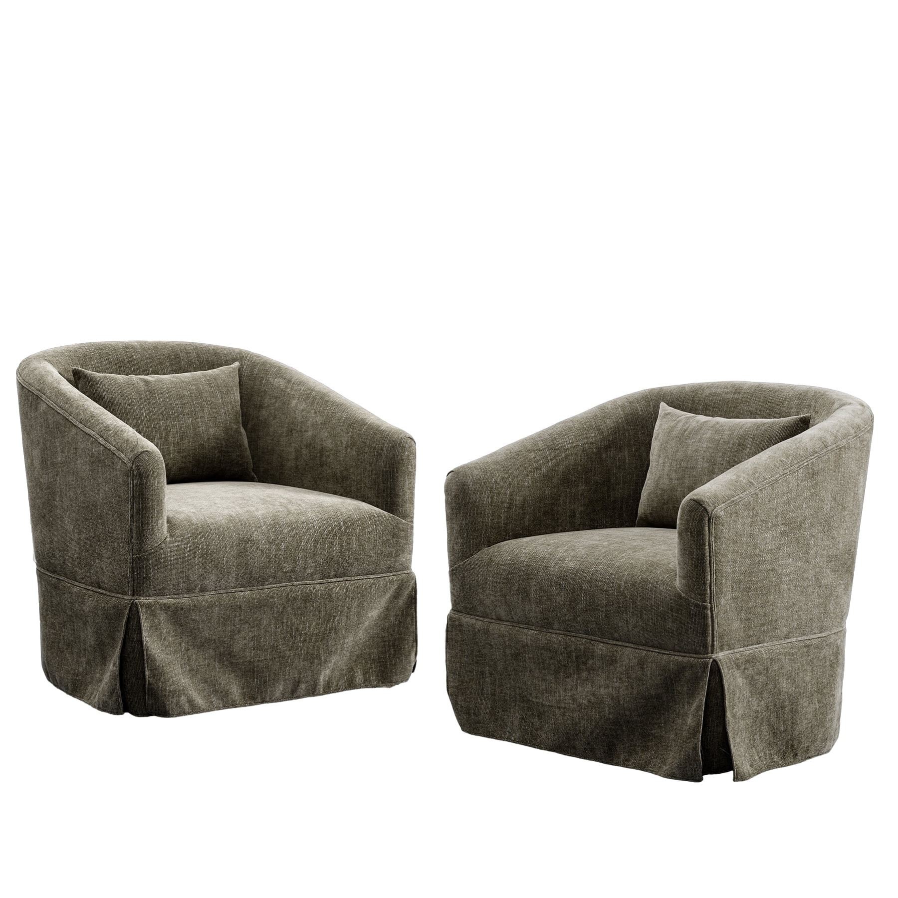 Ouyessir Modern Linen Upholstered Swivel Barrel Chair Set of 2 with Lumbar Pillow for Nursery, Li... | Walmart (US)