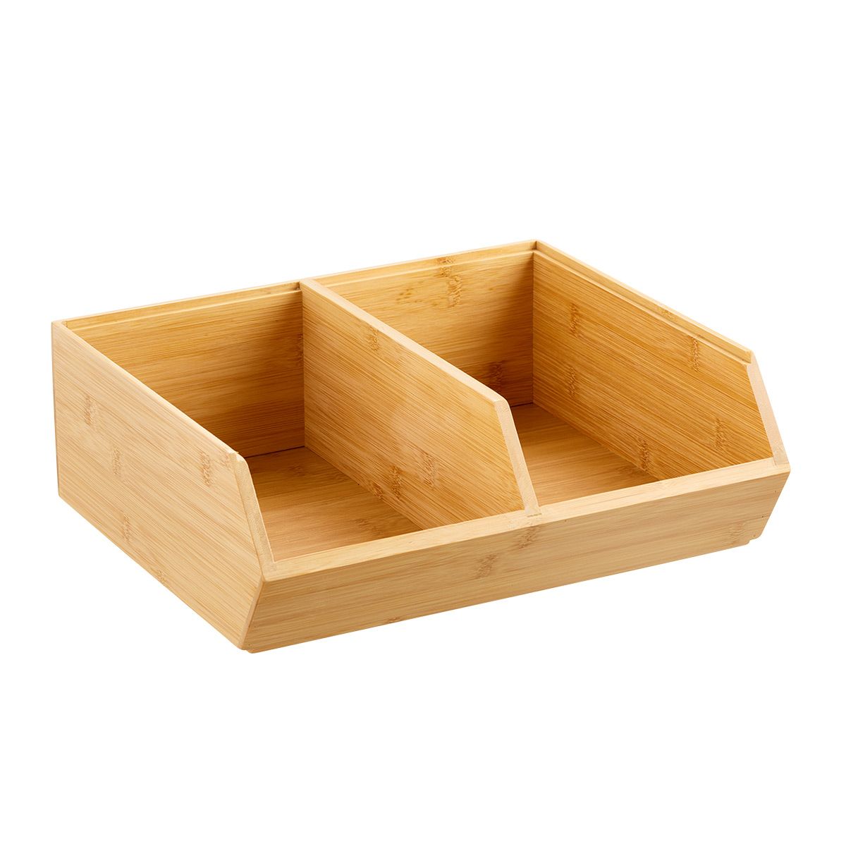 Large Divided Stacking Bamboo Bin Natural | The Container Store