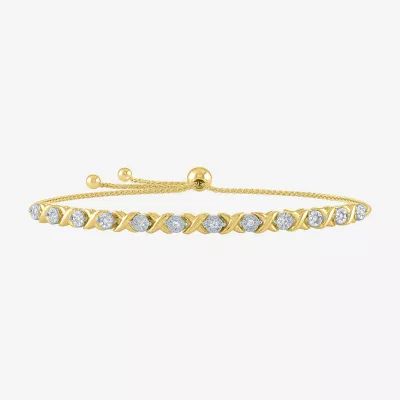 new!Limited Time Special! 1/10 CT. T.W. Genuine White Diamond 14K Gold Over Silver Bolo Bracelet | JCPenney