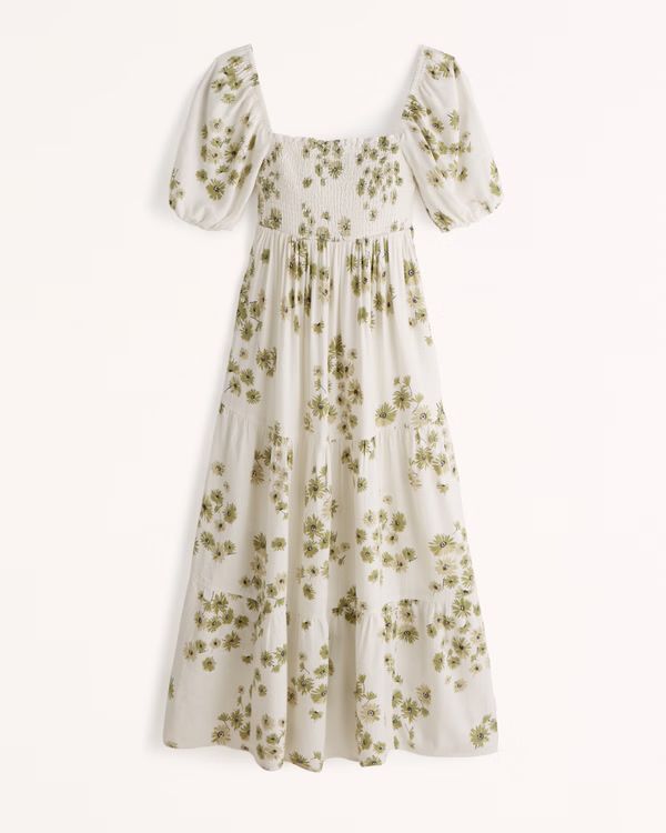 Flowy Linen-Blend Midi Dress | Abercrombie & Fitch (US)