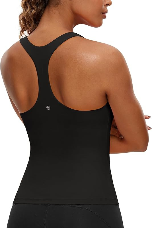 CRZ YOGA Butterluxe Workout Tank Tops for Women Built in Shelf Bras Padded - Racerback Athletic S... | Amazon (US)