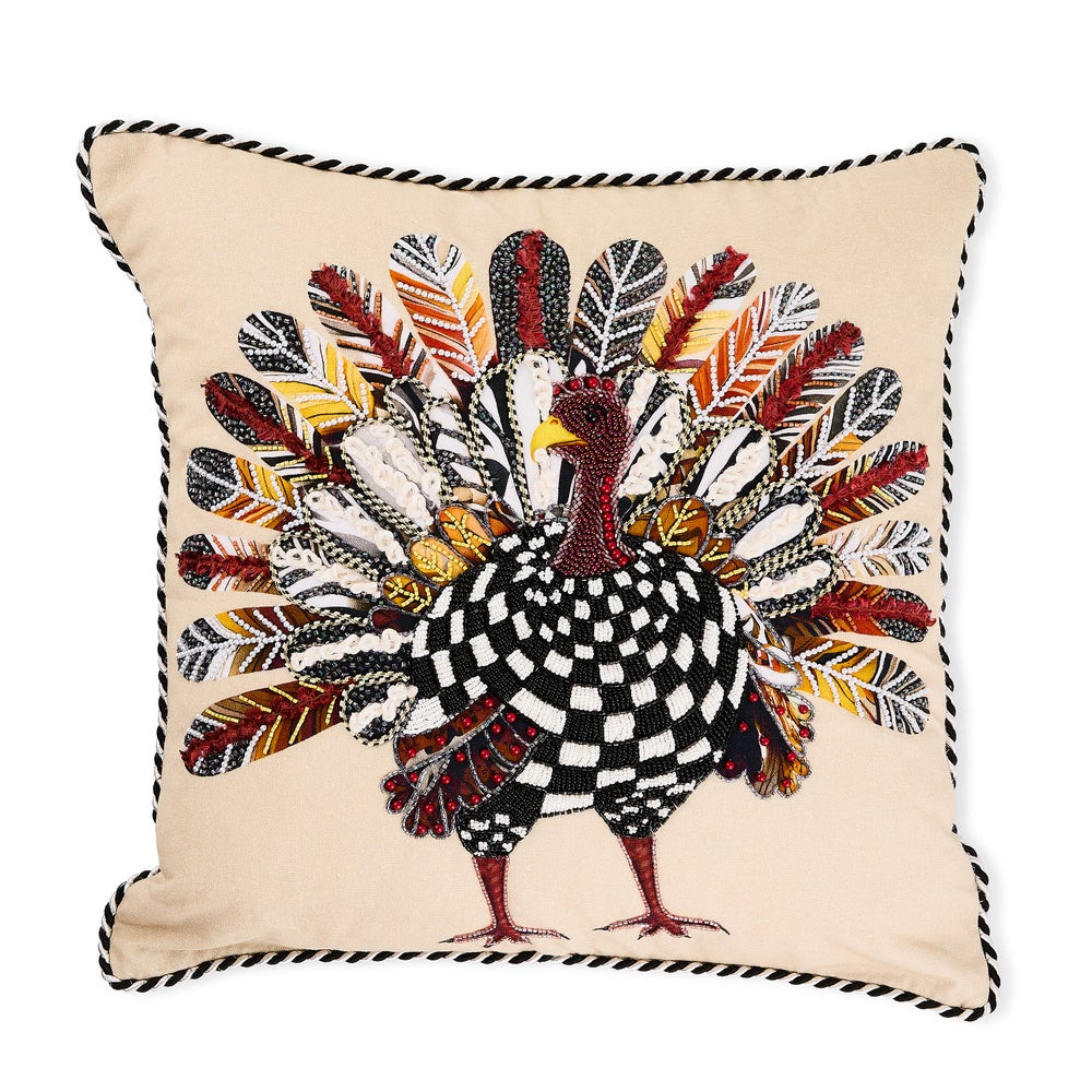 Checked Turkey Throw Pillow | MacKenzie-Childs