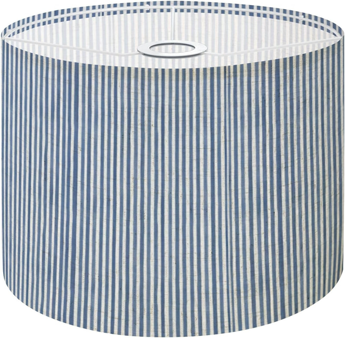 Blue Seersucker Chambray Pinstripe Texture Classic Preppy Shirting Drum Lamp, Lamp Shades - 11" x 11" x 8.9" Vintage Replacement Fabric Lampshades for Table Lamps, Floor Lamps Easy Assembly | Amazon (US)
