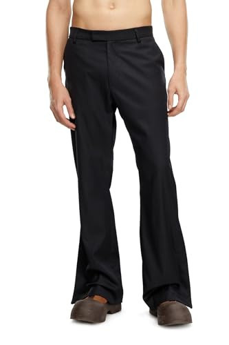 Diesel P-AMMIR - Wool-Nylon Pants with Side Slits Black | Amazon (US)
