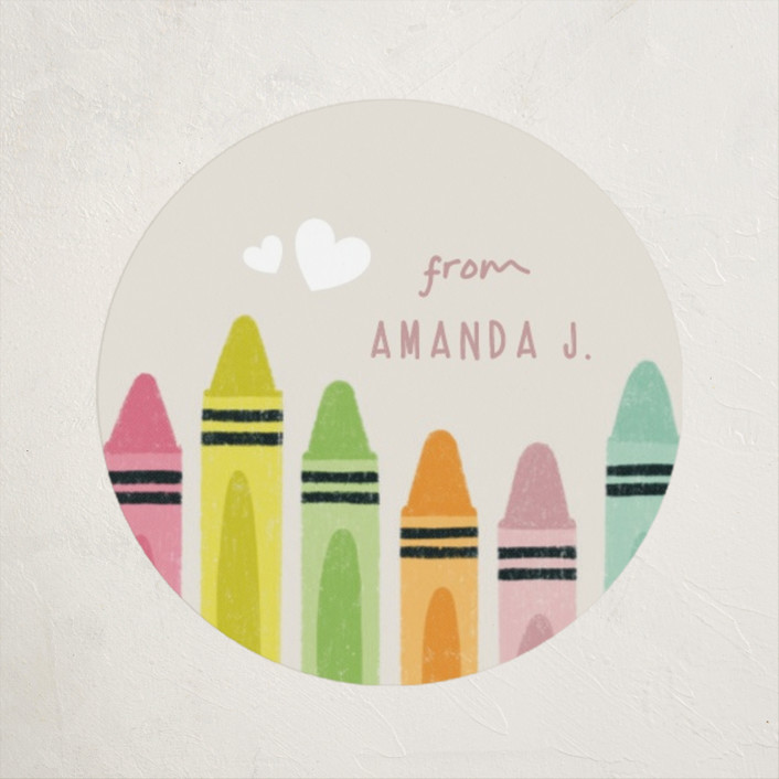 "You color my world" - Customizable Custom Stickers in Beige or Pink by Orasie. | Minted