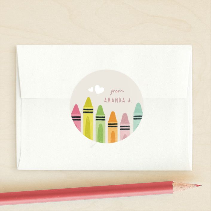 "You color my world" - Customizable Custom Stickers in Beige or Pink by Orasie. | Minted