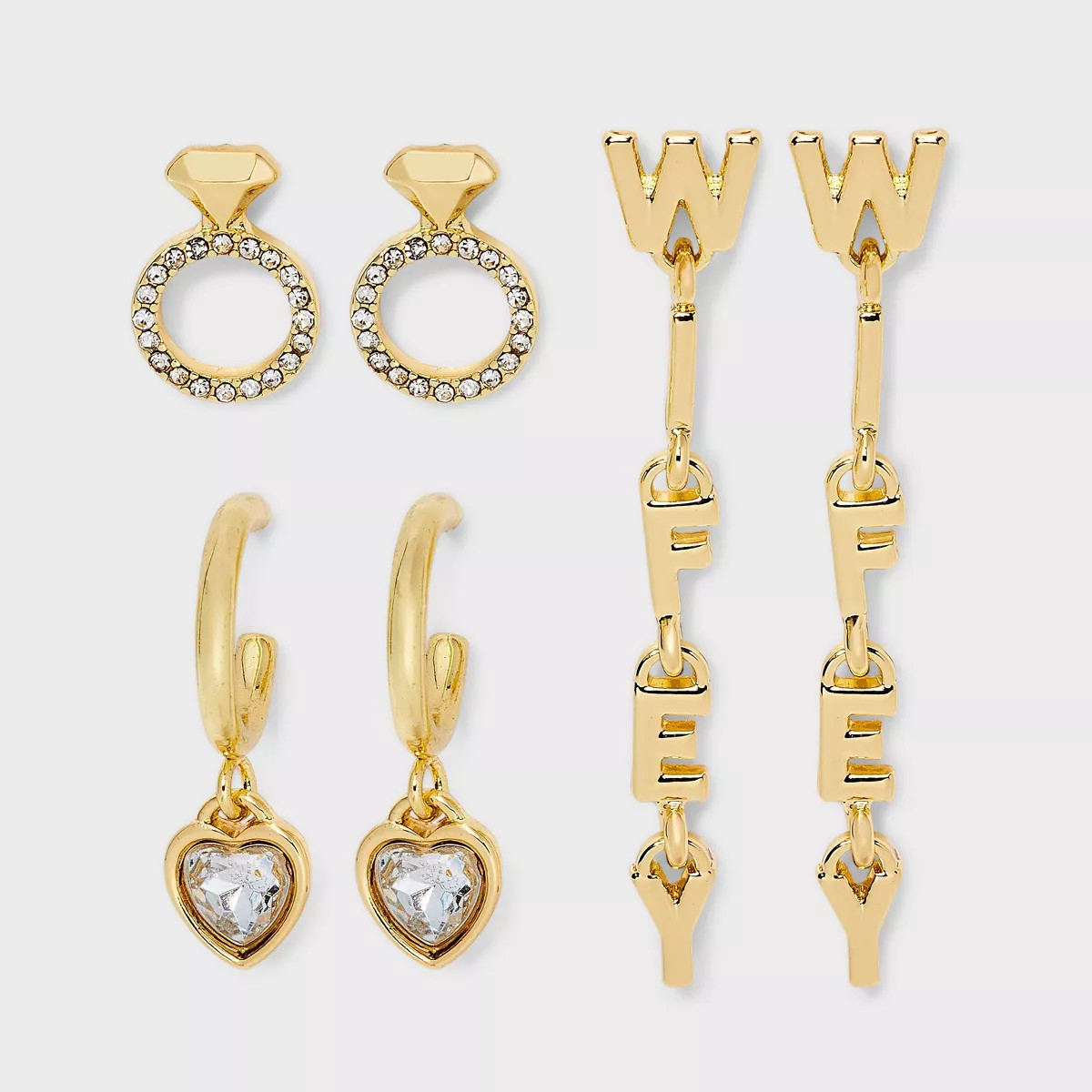 SUGARFIX by BaubleBar Wifey Material Stud Earrings - Gold: Zinc Statement Jewelry, 1.87" Length | Target