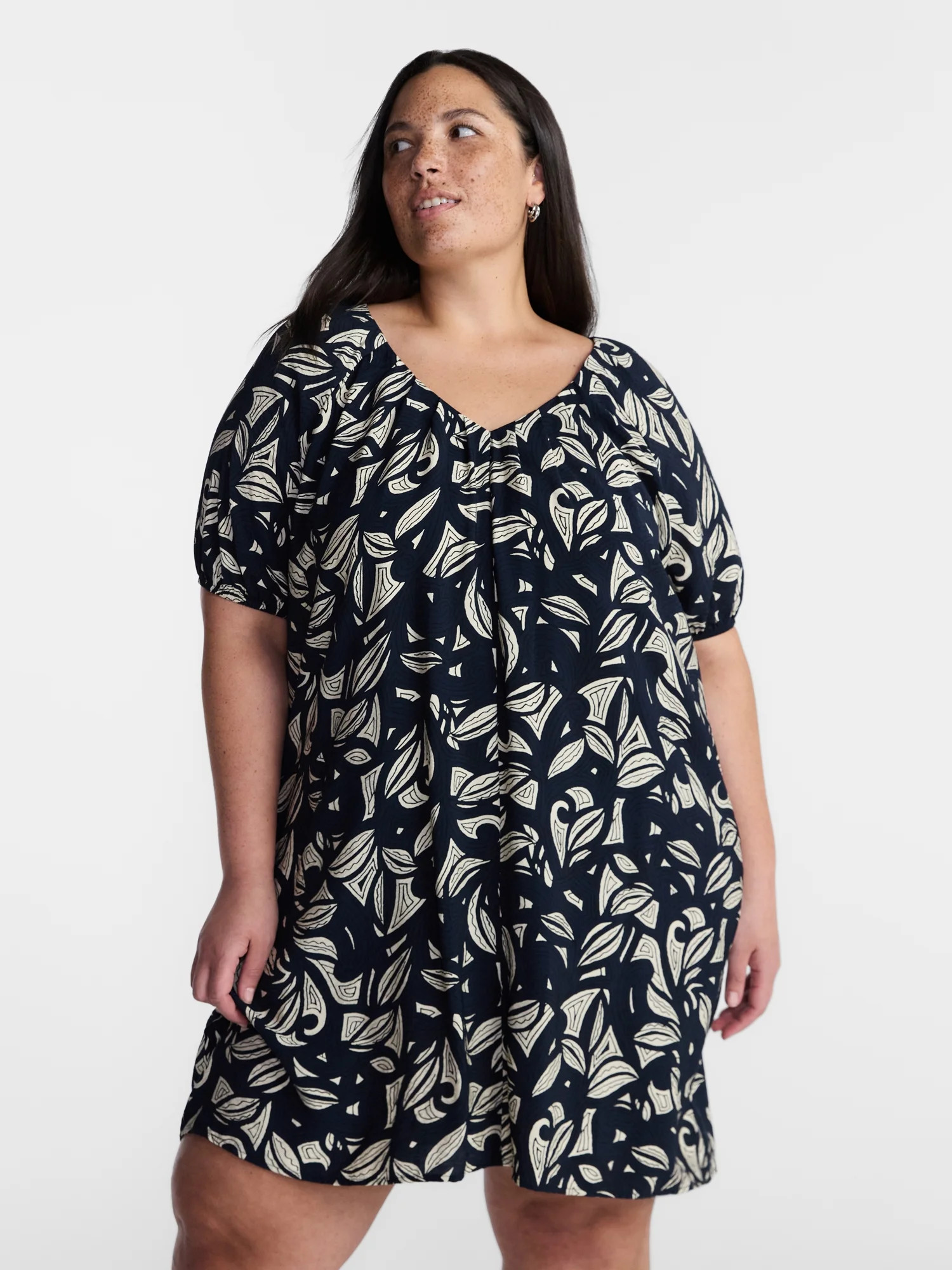Terra & Sky Vestido Mini con Cuello en V para Mujer Talla Plus, Tallas 0X-5X - Walmart.com | Walmart (US)
