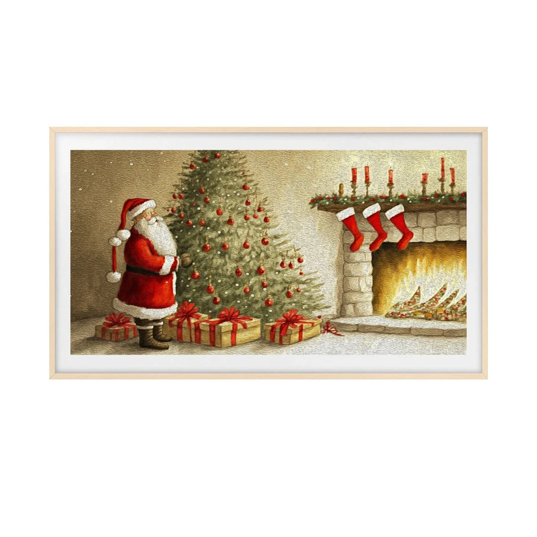 Frame TV Santa Fireplace Art Instant Download Christmas - Etsy | Etsy (US)