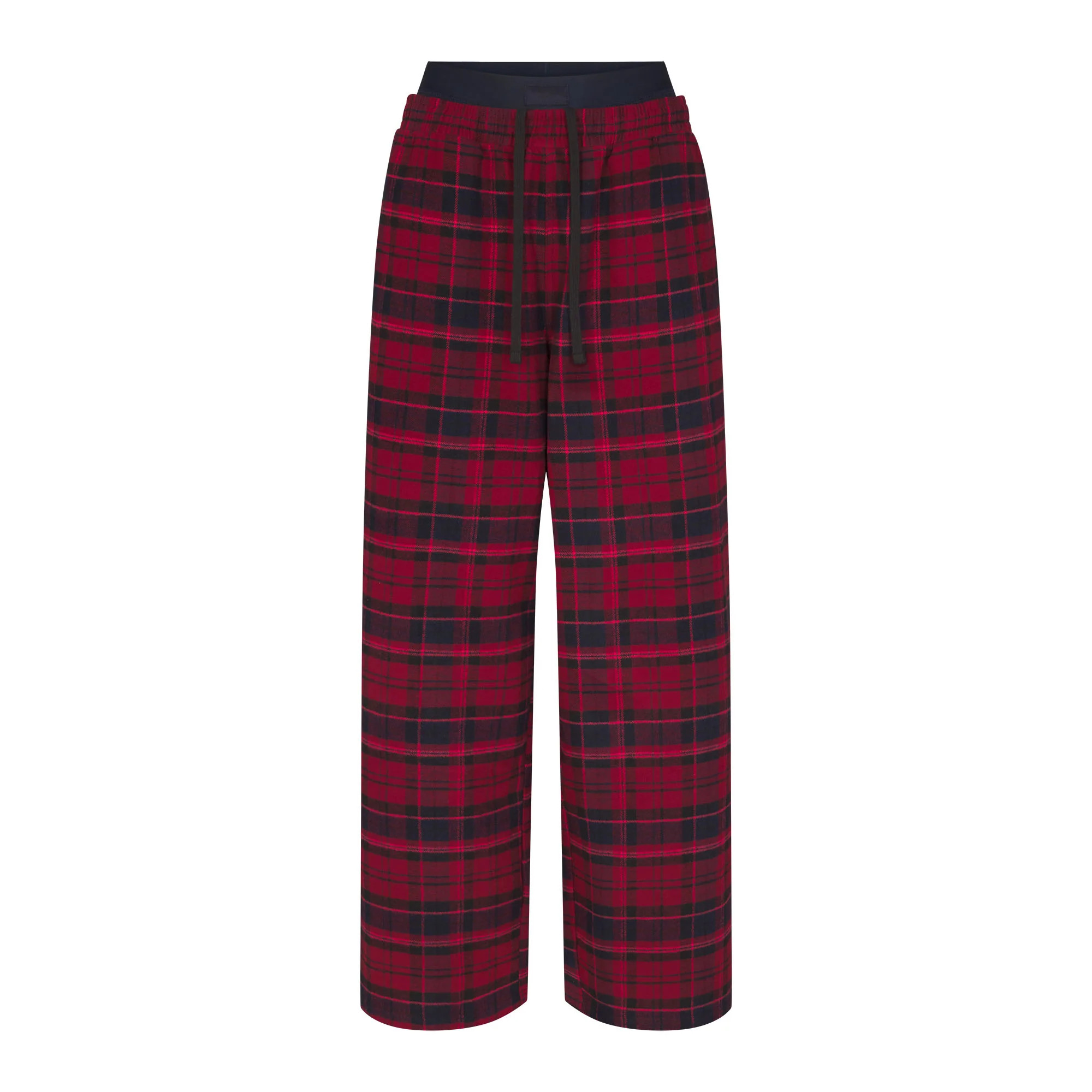 OUTDOOR FLANNEL OVERSIZED DOUBLE WAISTBAND PANT | MERLOT CABIN PLAID | SKIMS | SKIMS (US)