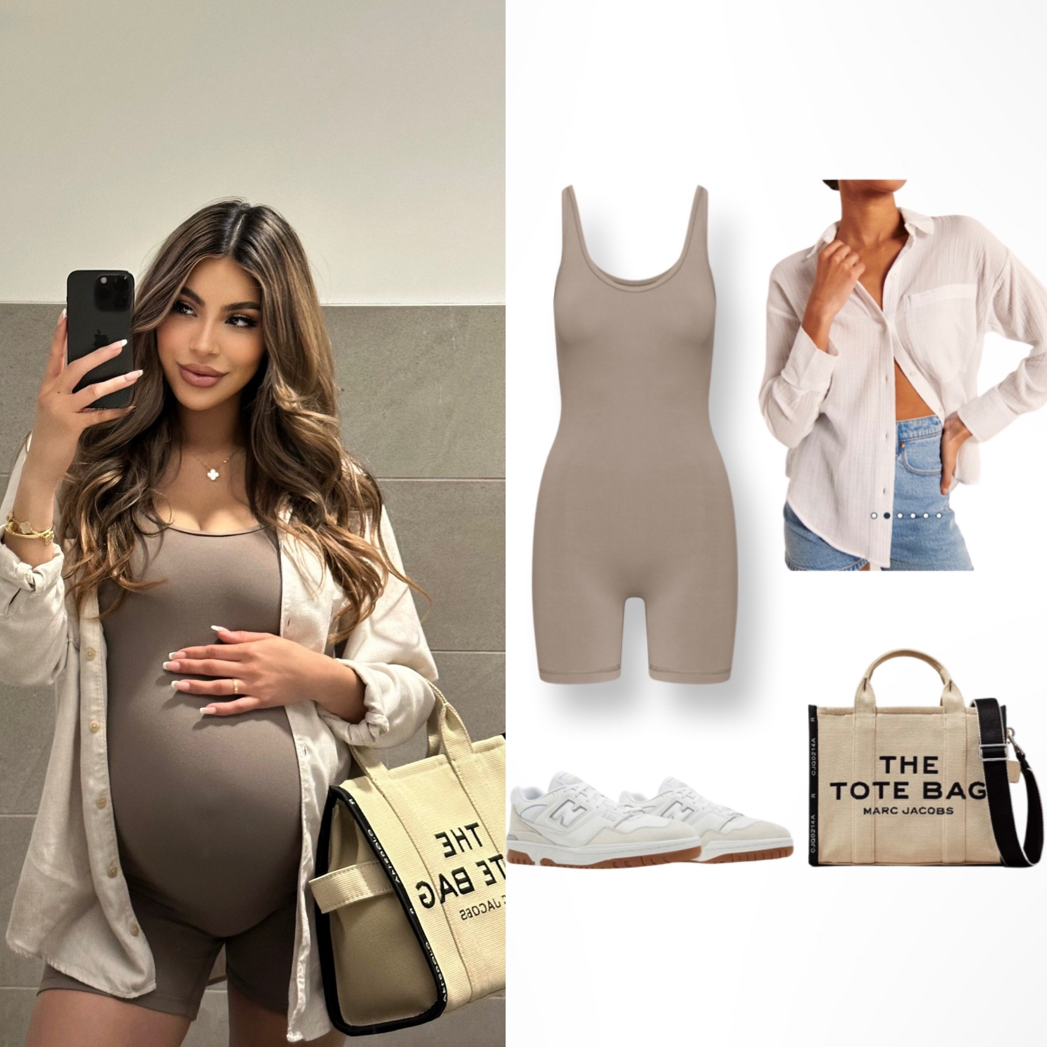 Super comfortable + neutral outfit for when you’re on the go! 

Romper is from ARITZIA - TNA Collection: Search for “ tnaLIFE Shake it 5” Romper” in Taupe 
#maternitywear 
#babybump
#neutralwardrobe 
#versatilewardrobe 

#LTKbump #LTKFind #LTKBeautySale