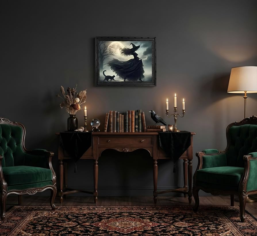 Brevicasa Black Framed Vintage Halloween Wizard Canvas Wall Art 12x16in | Amazon (US)