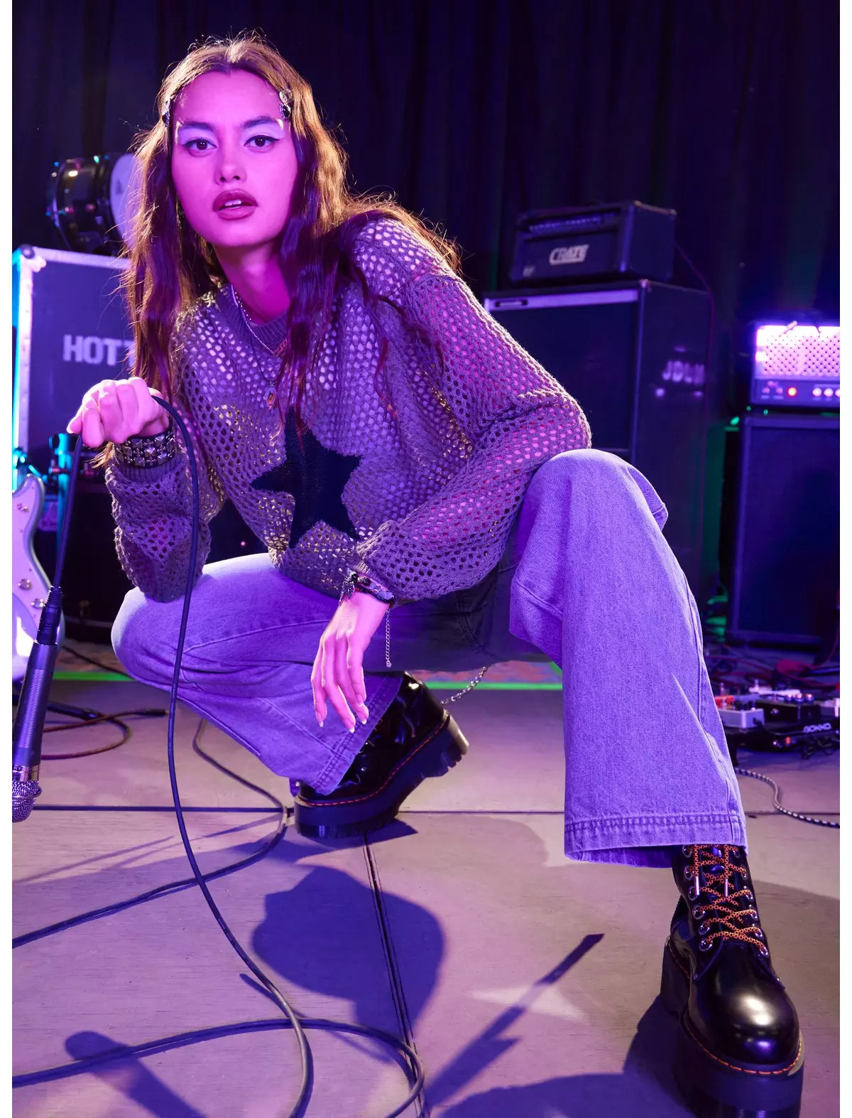 Social Collision Star Knit Girls Crop Sweater | Hot Topic