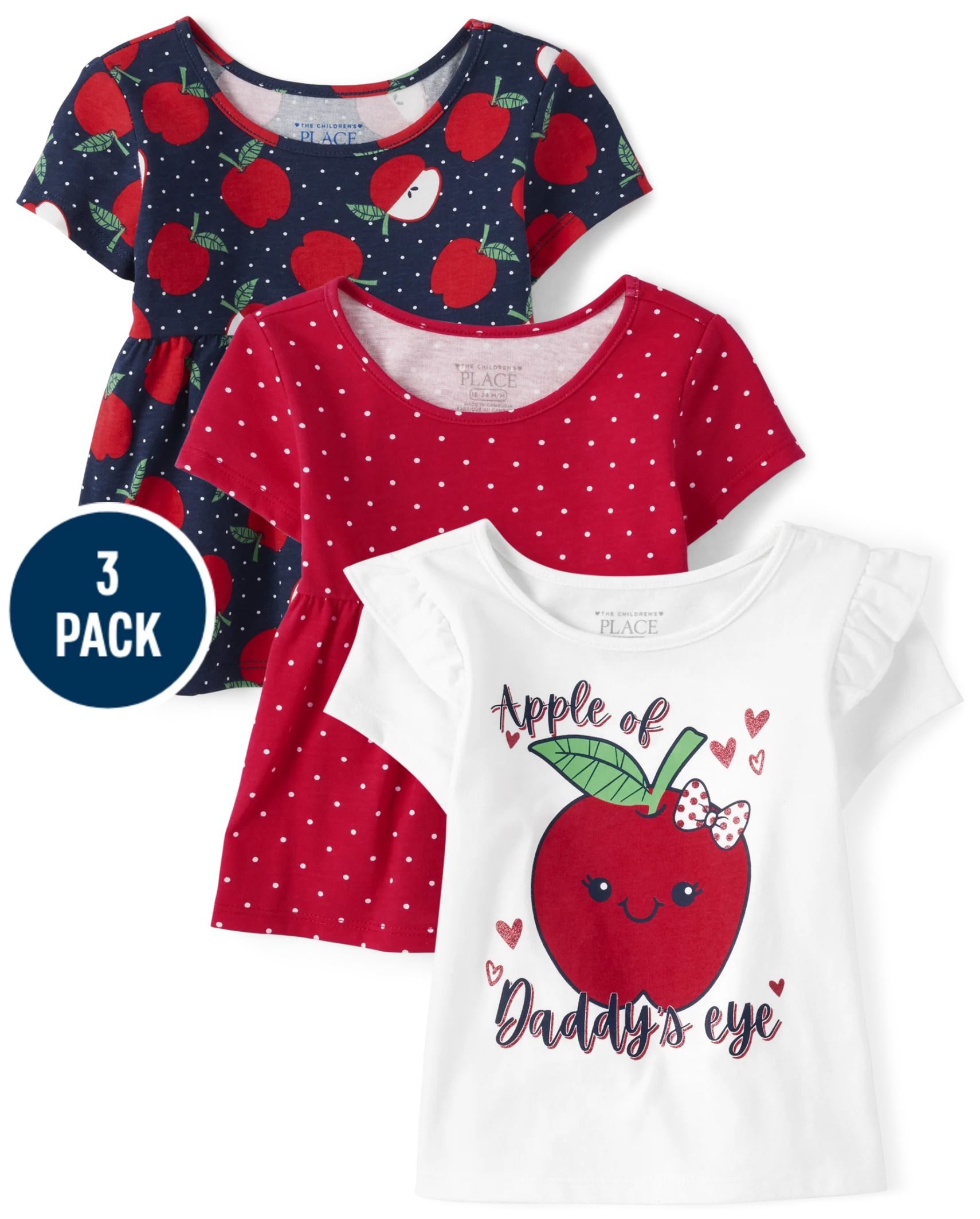 Toddler Girls Apple Top 3-Pack - ruby | The Children's Place