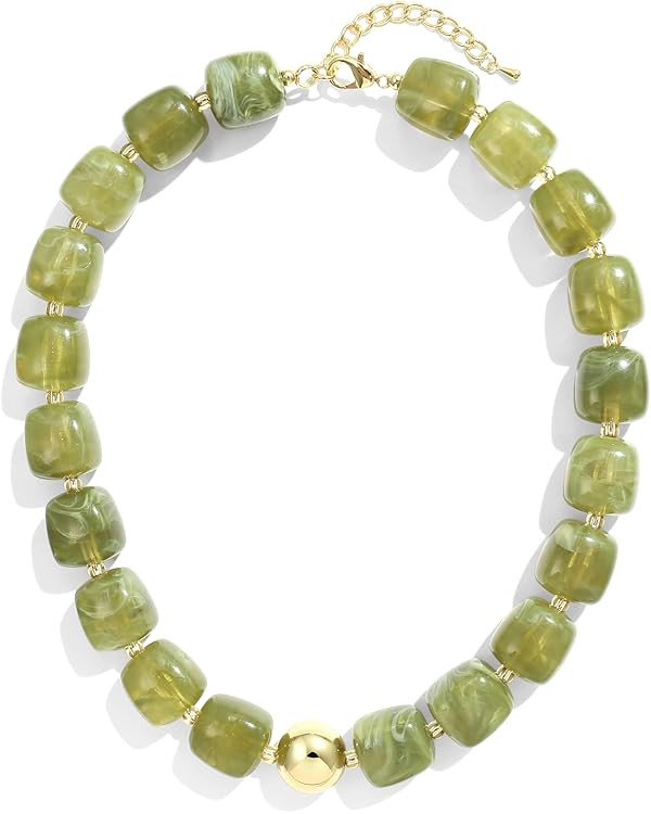 Colorful Chunky Necklaces for Women Multicolored Large Square Resin Beads Necklace Trendy Bold St... | Amazon (US)