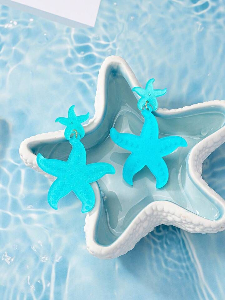 1pair European And American Style Starfish Pendant Earrings With Oceanic Holiday Atmosphere | SHEIN