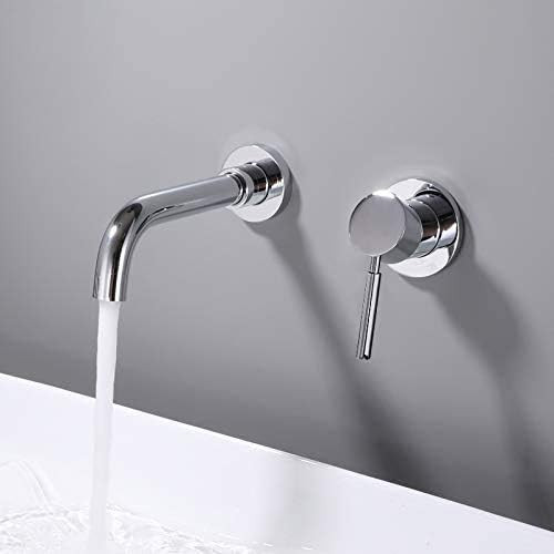 JinYuZe Modern H&C Single Handle Bathroom Sink Faucet 2 Hole Wall Mounted, Finished in Chrome | Amazon (US)