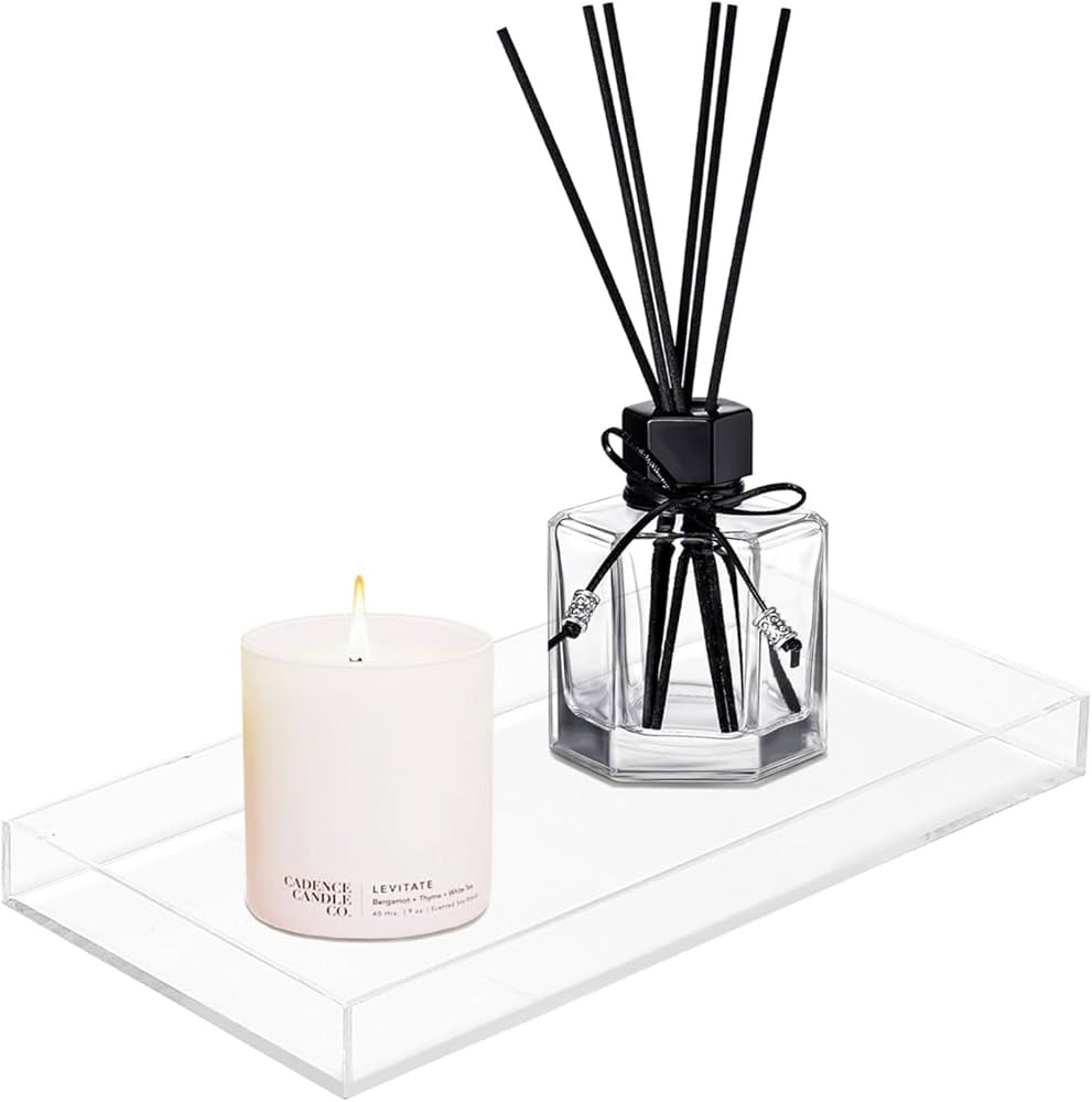 ROYALITA Acrylic Tray Bathroom Tray for Countertop, Guest Towel Holder Tray for Napkin Perfume Je... | Amazon (US)