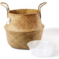 Seagrass Plant Basket - Hand Woven With Handles, Middle Storage Laundry, Picnic, Pot Cover, Home Dec | Etsy (US)