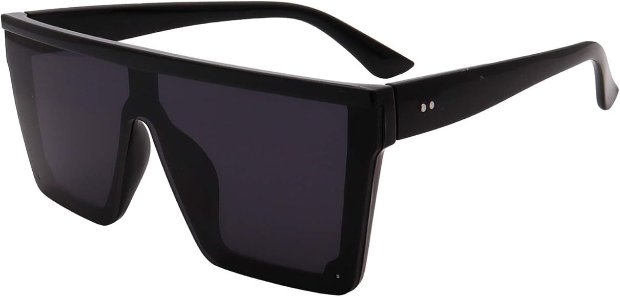 FOURCHEN Square Oversized Sunglasses for Women Men Fashion Flat Top Big Frame Shades | Amazon (UK)