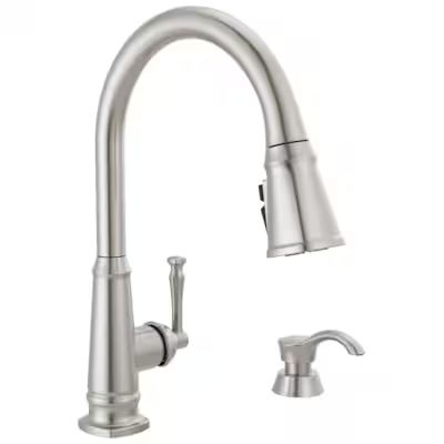 Delta  Abbott Spotshield Stainless Single Handle Pull-down Kitchen Faucet with Sprayer Function ... | Lowe's