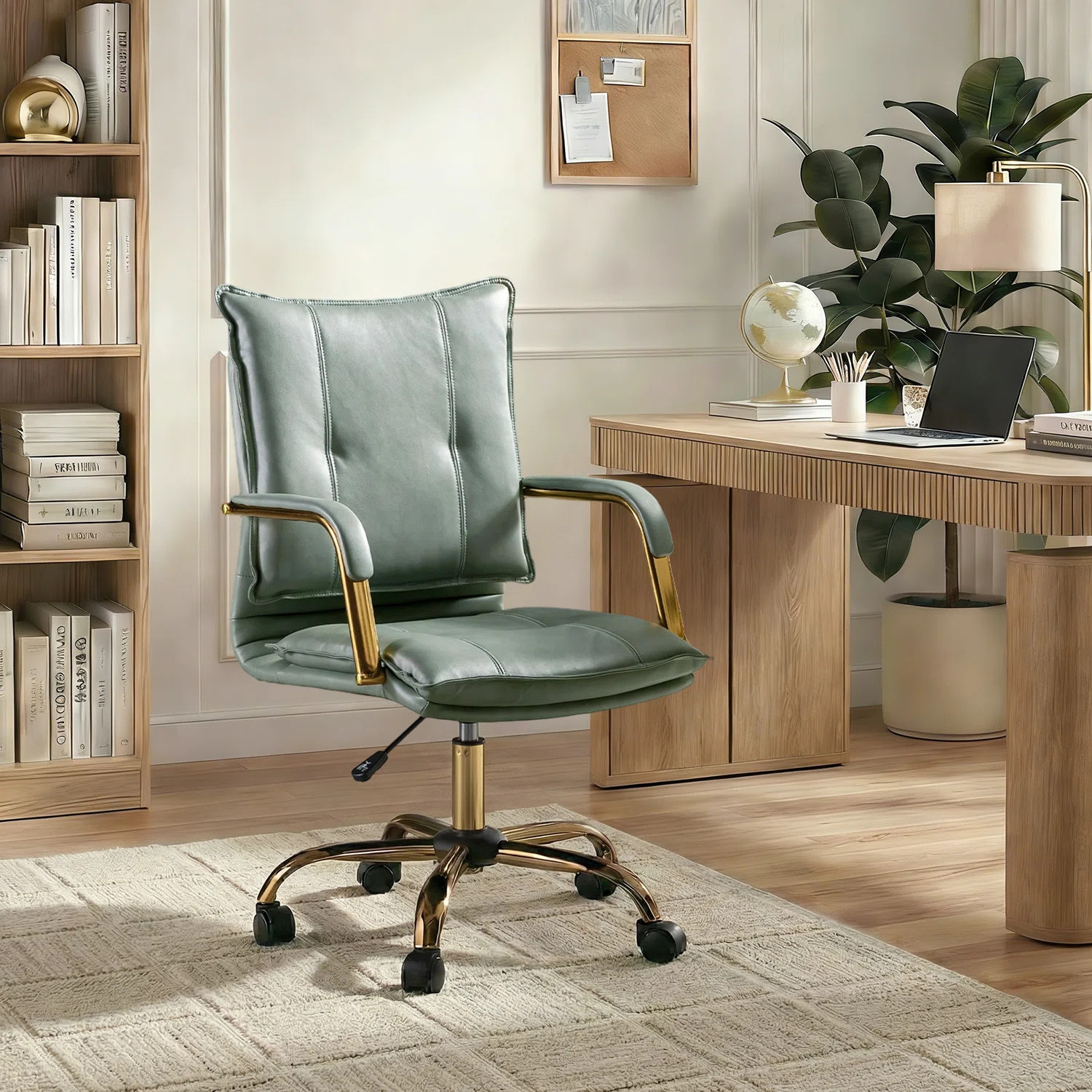 Lundgren Faux Leather Task Chair with Padded Arms | Wayfair North America