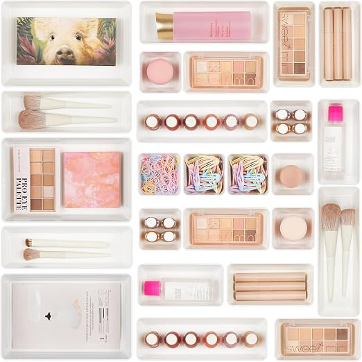 Vtopmart 25 PCS Plastic Drawer Organizers Set, 4-Size Versatile Bathroom and Vanity Drawer Organi... | Amazon (US)