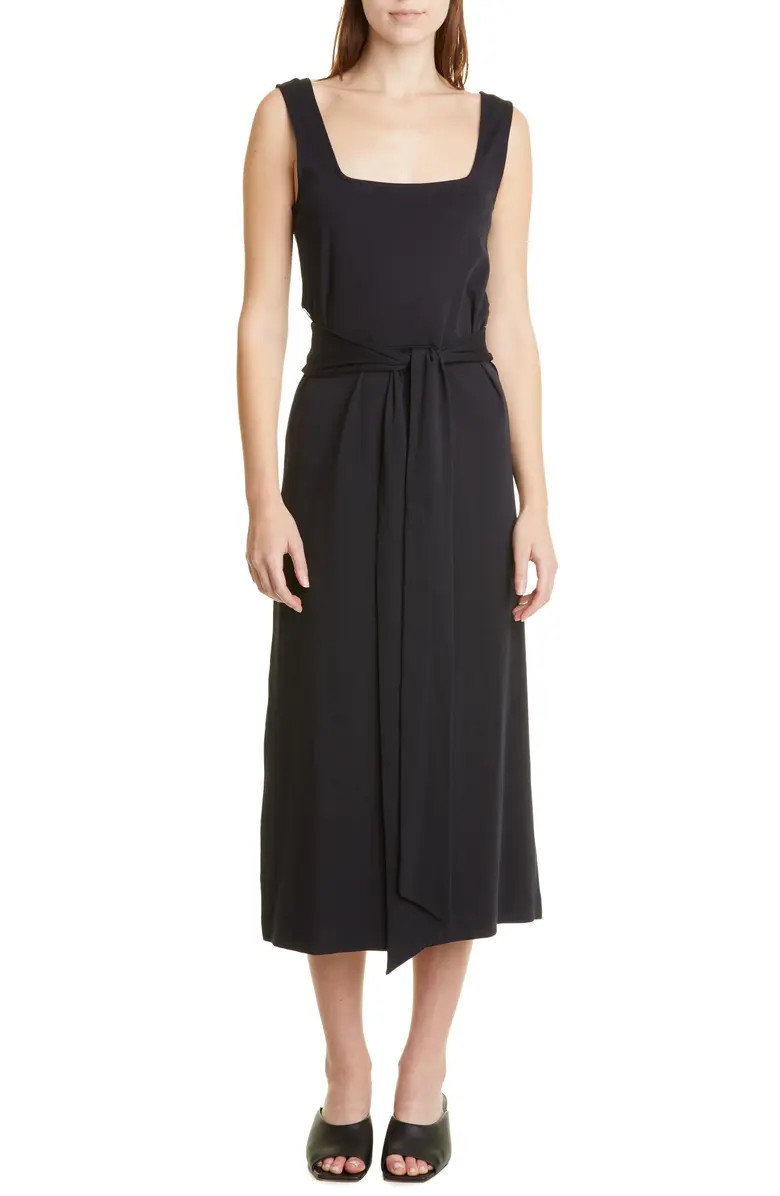 Belted Square Neck Midi Dress | Nordstrom