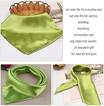 23" Womens Satin Square Neck Scarf Silk Feeling Ribbon Handkerchief Silky Hair Wrap Headscarf for... | Amazon (US)