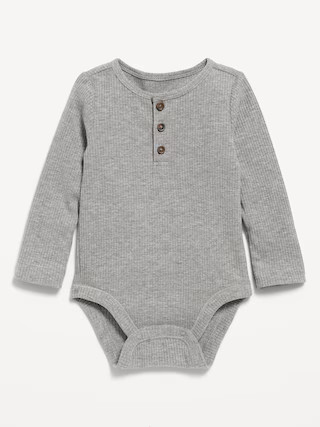 Long-Sleeve Ribbed Henley Bodysuit for Baby | Old Navy (US)