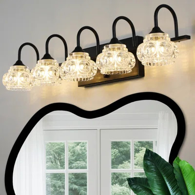 Modern Bathroom Vanity Light with Crystal Glass Shades | Wayfair North America