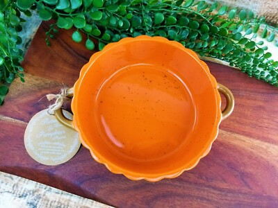 10 Strawberry Street Orange Pumpkin Baking Dish Handle Fall Thanksgiving Ramekin | eBay US