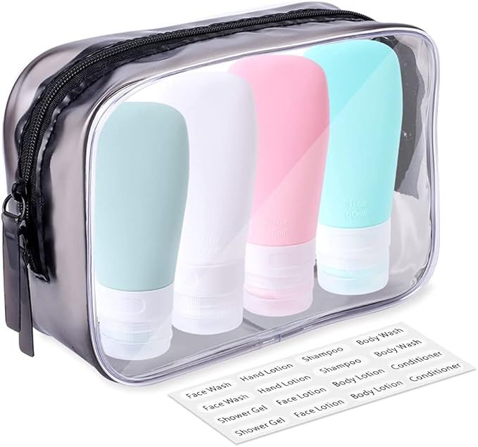 Portable Travel Bottles, INSFIT TSA Carry On Approved Toiletries Containers, 2 Ounce Leak Proof S... | Amazon (US)