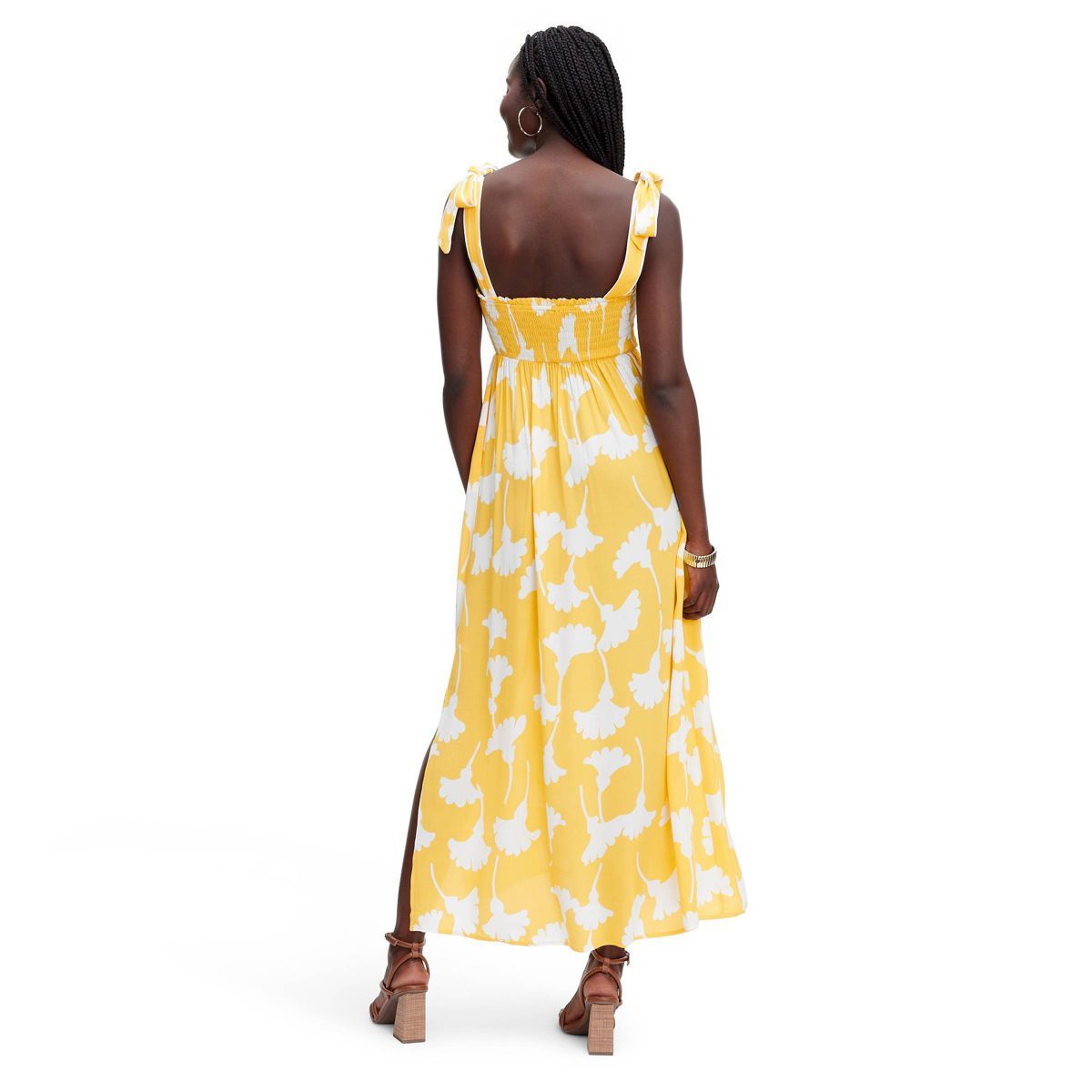 Women's Smocked Tie Strap Ginkgo Yellow Midi Dress - DVF for Target | Target