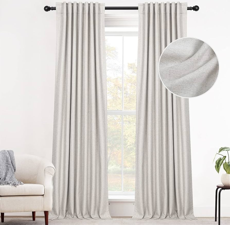 INOVADAY 100% Blackout Curtains for Bedroom 84 Inches Long, Linen Blackout Curtains 84 Inch Lengt... | Amazon (US)