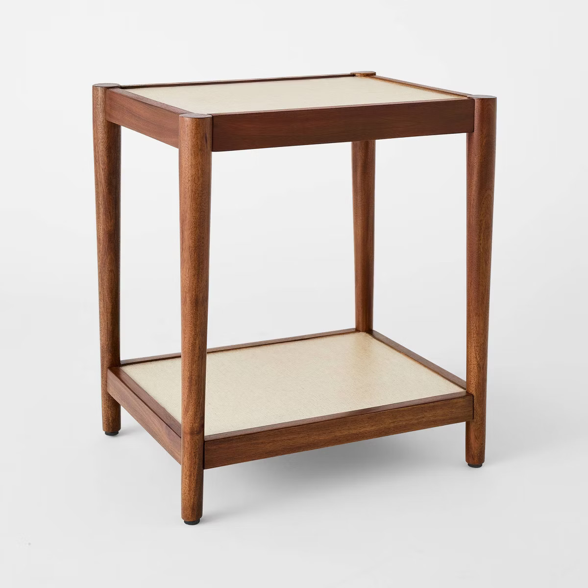 Natural Linen Accent Table with Shelf Mahogany Brown - Threshold™ designed with Studio McGee | Target