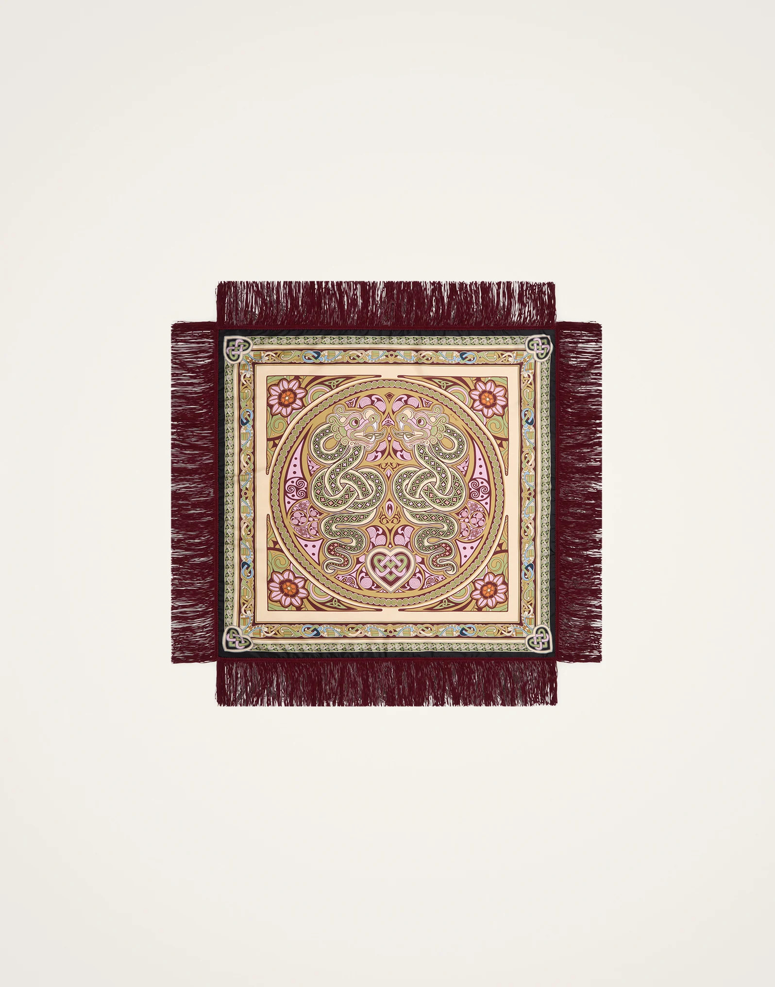 Reversible Fringe Foulard 90 in Kells Placée Light Green for Women | La DoubleJ | La DoubleJ