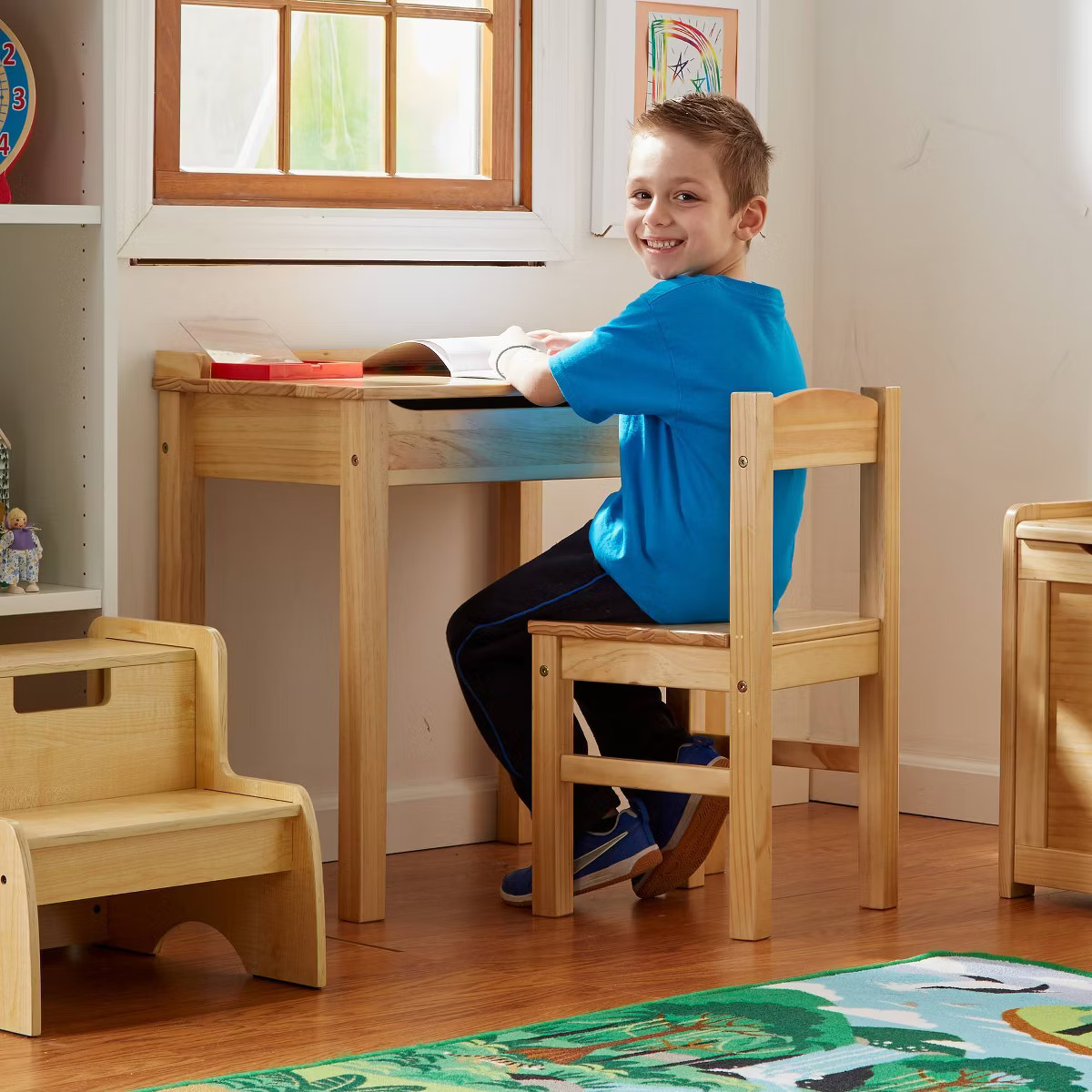 Melissa & Doug Wooden Child's Lift-Top Desk and Chair - Honey | Target